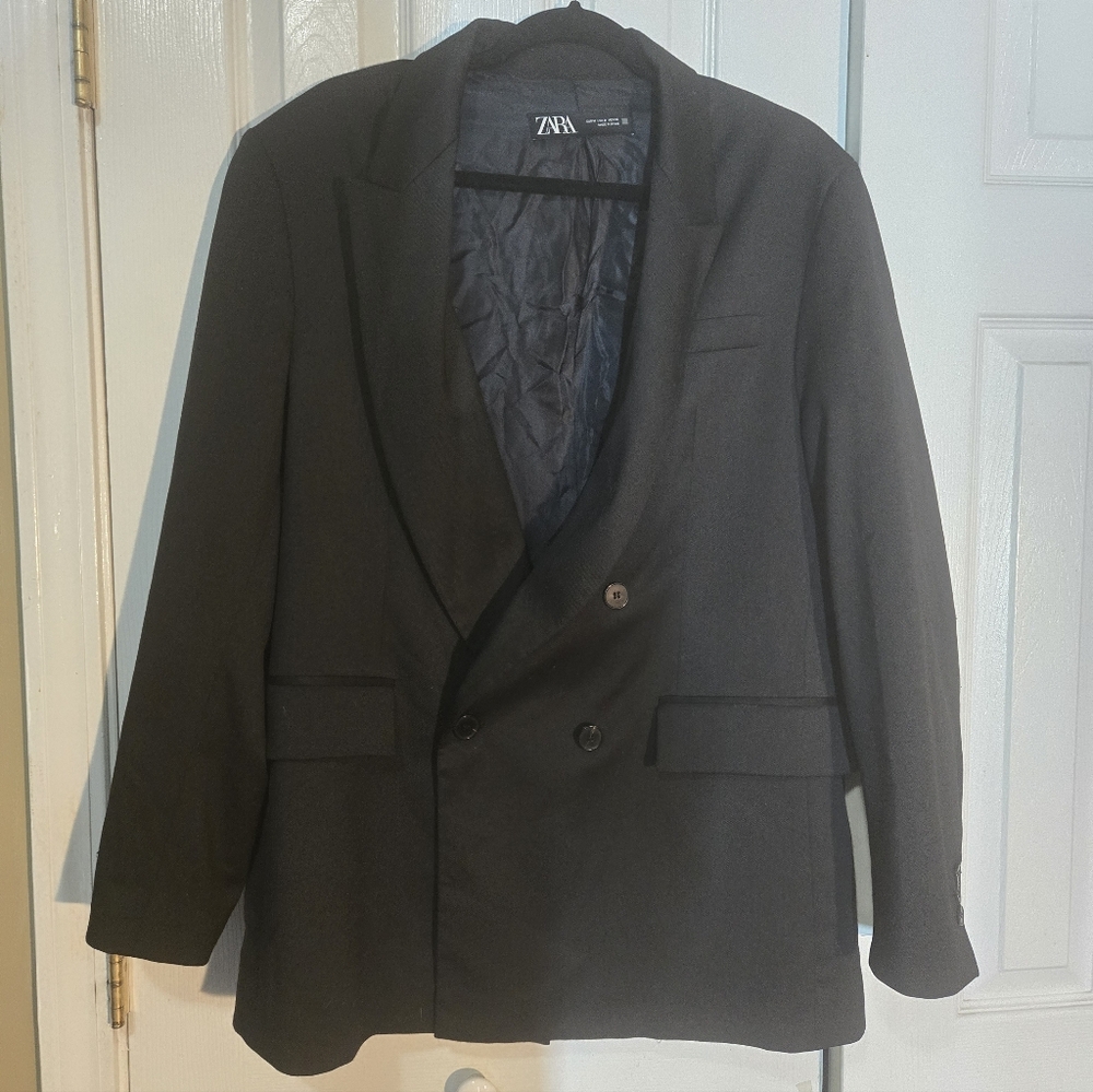 Zara Black Double Breasted  Blazer Jacket M
